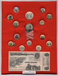 McKinley-Hobart Campaign Buttons and Admission Ticket, ca. 1896