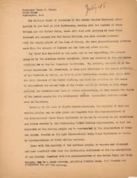 National Board of Directors to Truman Concerning the UN, the Jews of Europe, and Trade Unionism, July 1945 (correspondence)