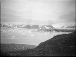 Panorama (62-67) of Turner and Hubbard Glaciers from Russell's Osier Isl. site.