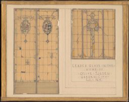 Designs for two stained glass panels in Olive Tjaden's home