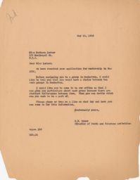 Ernest Rymer to Barbara Lerner about Meeting, May 1946 (correspondence)