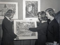 Students viewing artwork