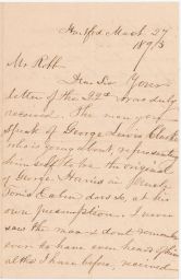 Harriet Beecher Stowe Letter, regarding Uncle Tom's Cabin