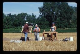 Archaeologists excavating Large Outdoor Firepit at the Townley-Read Site, 1999
