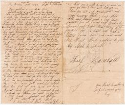 One of Three Autographed letters from Israel Randall, re: slave trade