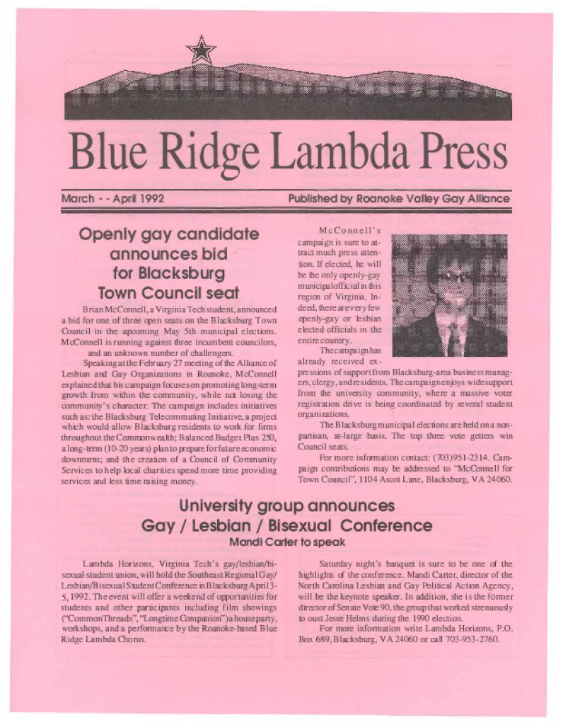 Blue Ridge Lambda Press, vol. 10, no. 2
