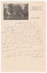 Sholem Asch to Rubin Saltzman on Elizabeth Winde Stationery, December 1946 (correspondence)