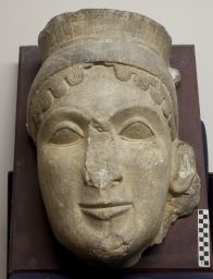 Colossal female head from Olympia, perhaps a Sphinx or Hera