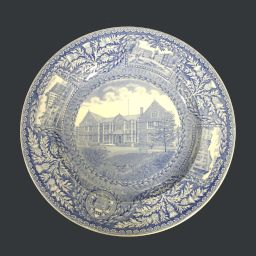 Wedgwood china (University of Pennsylvania), 1929, plate depicting Houston Hall