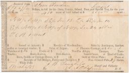 Tax Receipt for "6 heads of cattle…29 Slaves.."