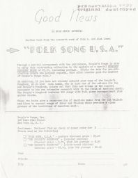 Flyer for Folk Song U.S.A. and Record Albums
