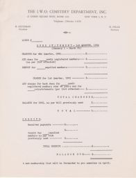 IWO Cemetery Department Dues Statement for First Quarter 1952