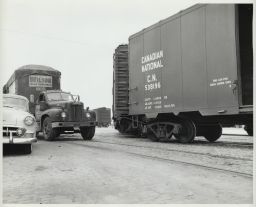 Derailed Box Cars, Delaware Avenue at Reed Street