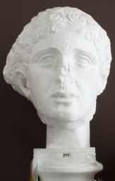 Old female spectator (head), second figure in North corner of West pediment of temple of Zeus in Olympia   