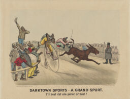 Color Lithograph from the Darktown Series: The Darktown Fire
                     Brigade -Darktown Sports - A Grand Spurt