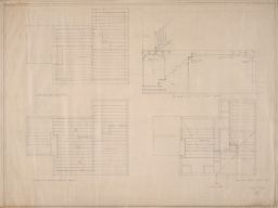 Plan of 1st tier of beams, 2nd teir of beams, 1/2 sections throng living room, roof, and Attic beams of the residence of Mr. J.E. Duff