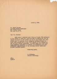 Rubin Saltzman to David Sherman about Supporting the American Jewish Conference, April 1945 (correspondence)
