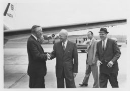 Deane W. Malott greeting Dwight D. Eisenhower