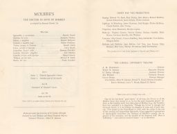 The Doctor in Spite of Himself by Moliere playbill: cast and crew list.