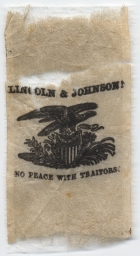 Lincoln-Johnson No Peace With Traitors Campaign Ribbon, ca. 1864
