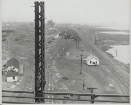 Ore Cars in Yard Seen From Cab