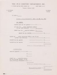 IWO Cemetery Department Dues Statement 4th Quarter 1951