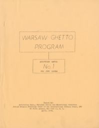 Warsaw Ghetto Program: Activities Manual No. 1 for JPFO Lodges