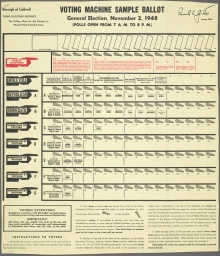 Voting Machine Sample Ballot: General Election, November 2, 1948