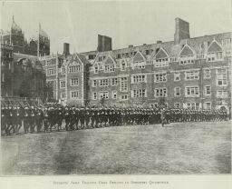 World War I: Student Army Training Corps drilling in Penn's Dormitory Quadrangle