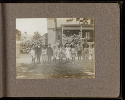 Children lined up outside the Dewey School.