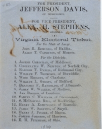 Confederate States Virginia Electoral Ticket: Davis & Stephens