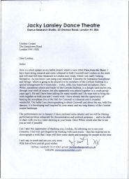 Letter from Jacky Lansley