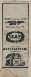 Henry Clay Faithful Even Unto Death Memorial Ribbon, ca. 1852