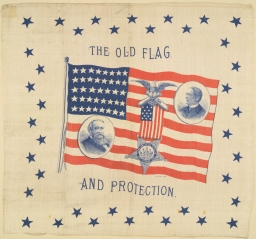 Benjamin Harrison-Morton The Old Flag and Protection Portrait Handkerchief, 1888