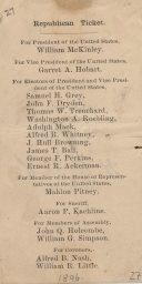Republican Ticket: McKinley & Hobart