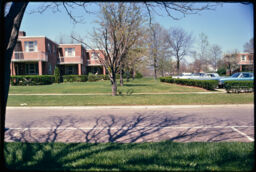 Apartment complex from the street (Greenhills, Ohio, USA)