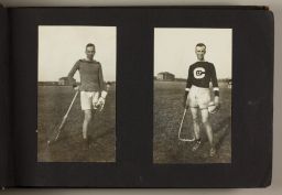 Two male students playing lacrosse.