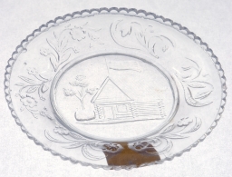 William Henry Harrison Log Cabin Glass Cup Plate, ca. 1840