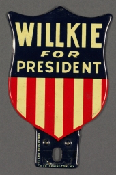 Willkie For President Metal License Plate Ornament, ca. 1940
