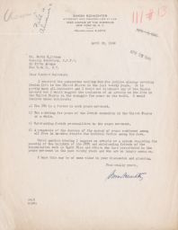 Simon Schachter to Rubin Saltzman about JPFO Jubillee Almanac, April 1949 (correspondence)