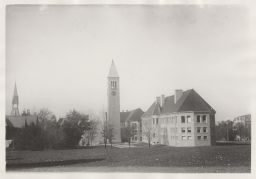 Sage Hall, Chapel, Main Library, Tower, and Boardman Hall.