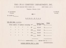 Dues Bill for the Year 1952