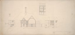 Residence for George L Ohrstrom Esq. Elevation 'D' and Section Thru Great Hall