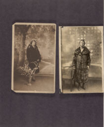 Two portraits of women in fur jackets