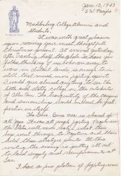 Letter from Jack Blair to Muhlenberg College Alumni and Students, 13 January 1943.