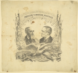 Benjamin Harrison-Morton Protection to American Industries Portrait Handkerchief