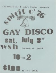Ithaca Gay People's Center Spirit o' 76 Disco
