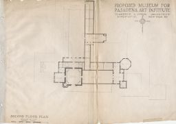 Proposed Museum for Pasadena Art Institute: Second floor plan.