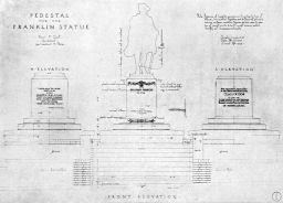 Statue of Young Benjamin Franklin by R. Tait McKenzie, blueprint of base
