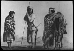 Drawing, three native individuals